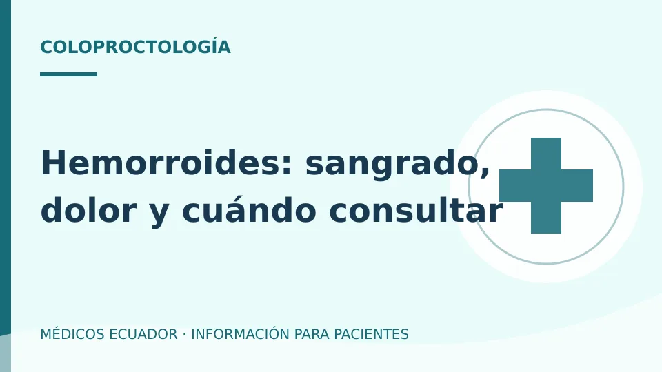 Ilustración informativa sobre Hemorroides: sangrado, dolor y cuándo consultar