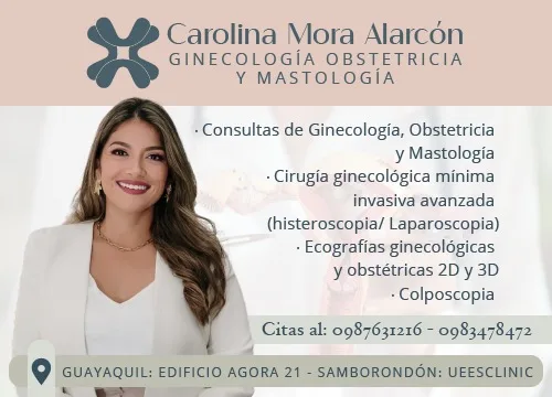 Dra. Carolina Mora, ginecóloga mastóloga en Guayaquil